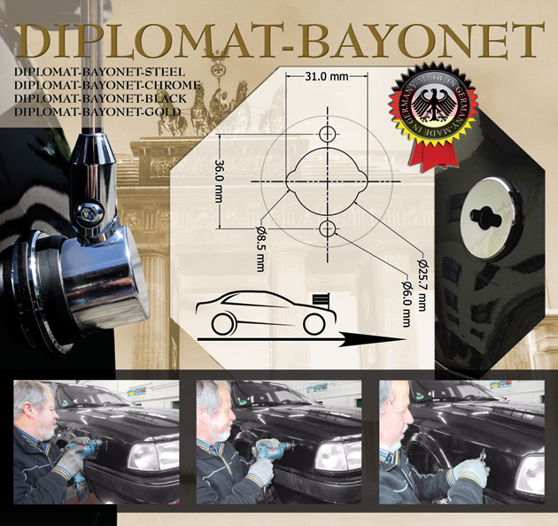 Soporte de bandera para vehículo Diplomat-Bayonet